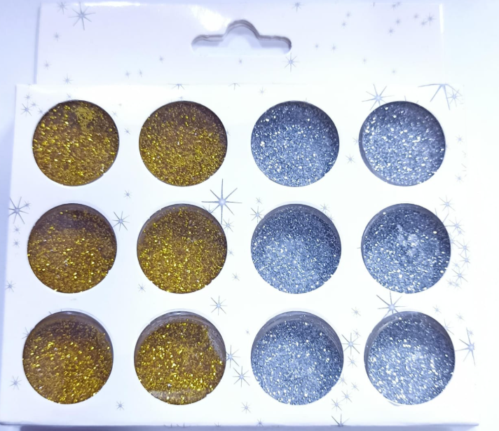 GLITTER  ESCARCHADO DORADO Y PLATEADO 12 UNIDADES
