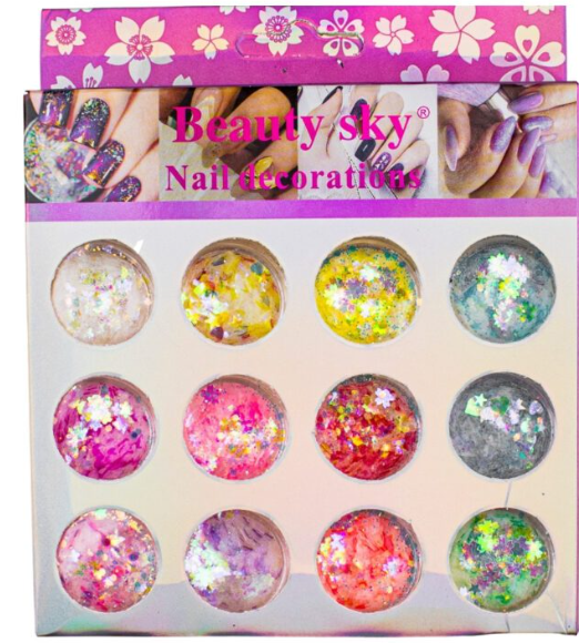 BEAUTY SKY NAIL DECORATION CONFETI X12 UNID